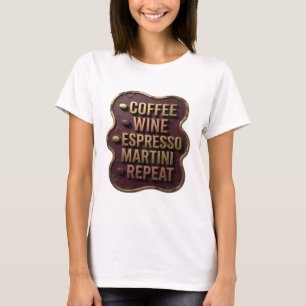 Snygg guld KAFFE VIN ESPRESSO MARTINI REPEA v2 T Shirt