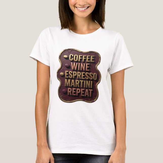 Snygg guld KAFFE VIN ESPRESSO MARTINI REPEA v2 T Shirt (Framsida)