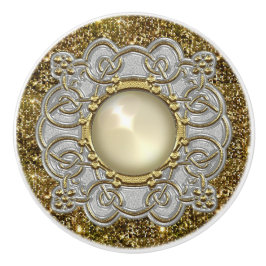 Snygg Guld & Silver med Pearl Jewel Design Knopp