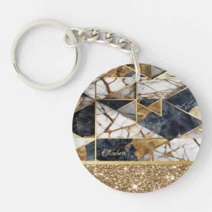 Snygg guldglitter svart geometrisk marmor