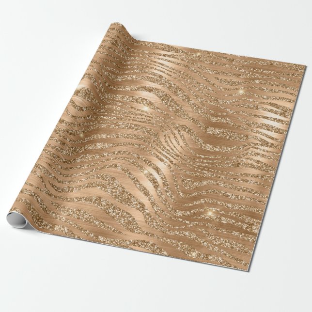 Snygg guldglitter vilda zebrastrecksmönster presentpapper (Utrullad)