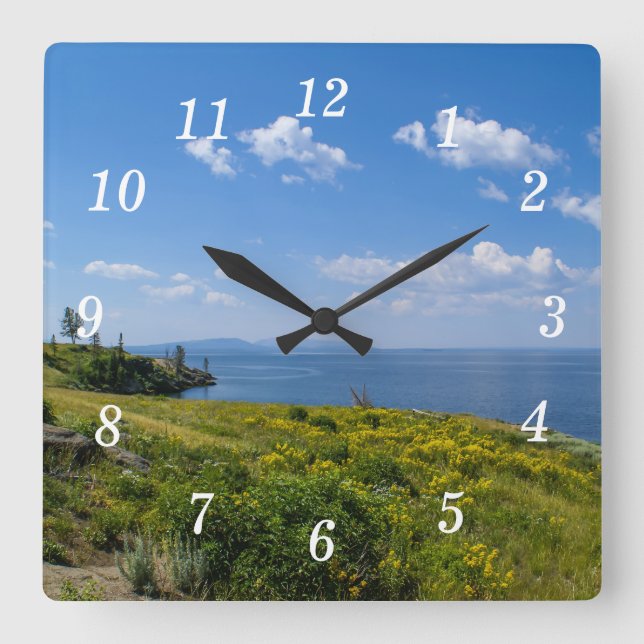 Snygg gulsten Sjö Wall Clock Fyrkantig Klocka (Framsida)