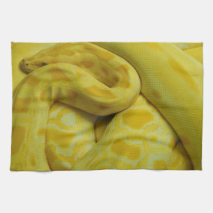 Snygg Gult Burmese Python Kökshandduk