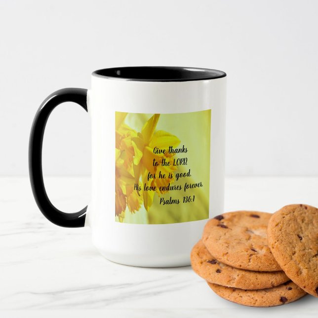 Snygg Gult Daffodils 15 oz Mugg Scripture (Skapare uppladdad)