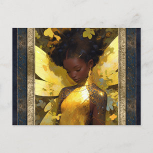 Snygg Gult Fairy Woman Fantasy Art Vykort