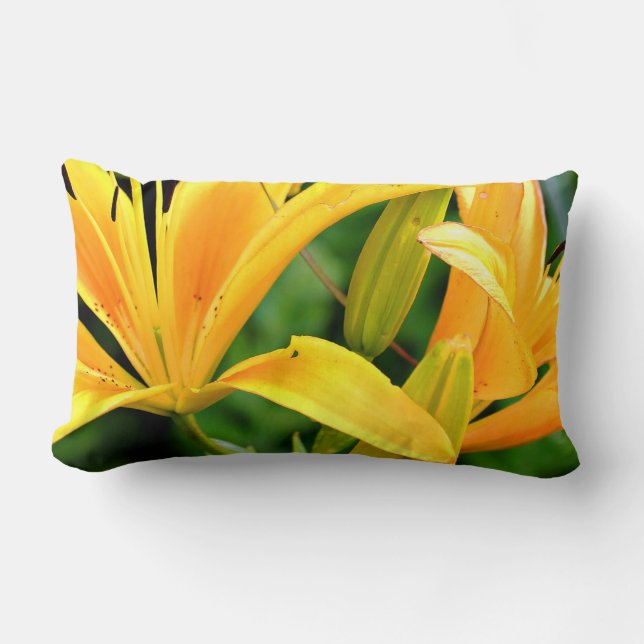 Snygg Gult Lily Lumbarkudde (Framsida)