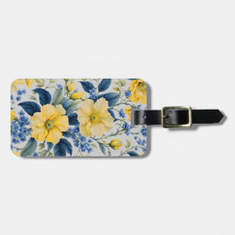 Snygg Gult och Blåa blommor Bagagebricka