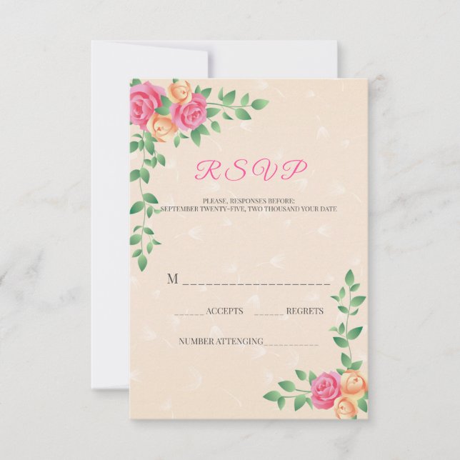 Snygg Gult och Rosa ros OSA Kort (Framsida)