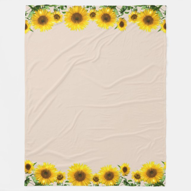 Snygg Gult Solblommor på Light Beige Fleecefilt (Framsidan)