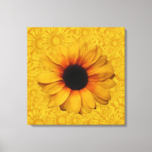 Snygg Gult Solblommor Wrapped Canvas (Framsida)
