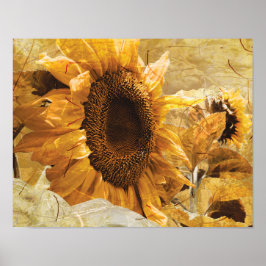 Snygg Gult Struktur Giant Solrosfoto Art Poster