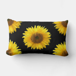 Snygg Gult Sunblommor på svart Lumbarkudde