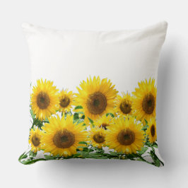 Snygg Gult Sunblommor på vit Kudde