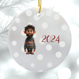 Snygg Guy-jul Elf Ceramic Ornament