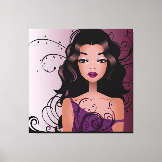 Snygg Hairstyle Girl 2 Wrapped Canvas