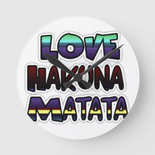 Snygg Hakuna Matata Art-utskrift Rund Klocka