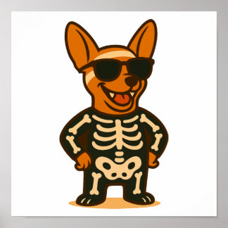 Snygg halloween-affisch med skelett hund, söt valp poster