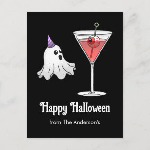 Snygg Halloween-ghost och kusligt cocktail Helg Vykort