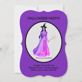 Snygg Halloween Witch på Black & Lila Inbjudningar