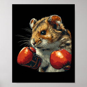 Snygg hamsterboxerdräkt med boxinghandskar för poster