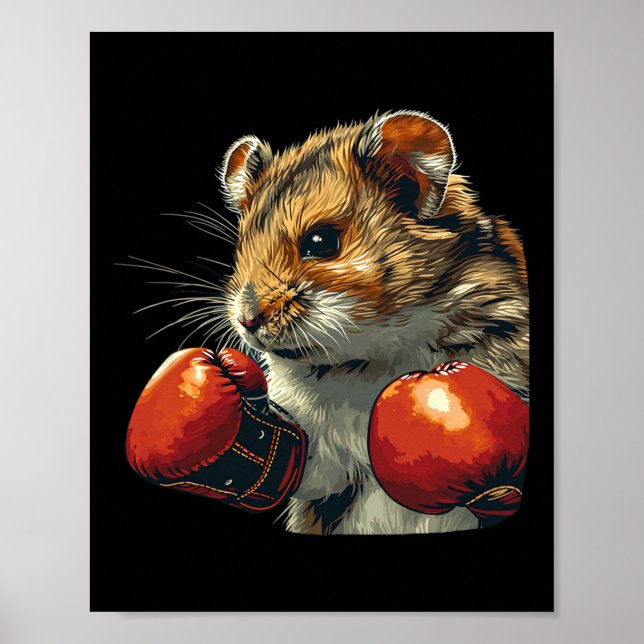 Snygg hamsterboxerdräkt med boxinghandskar för poster (Framsidan)