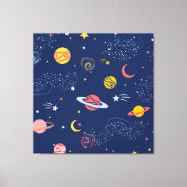 Snygg Hand plockade Galaxy Background Mönster Canvastryck