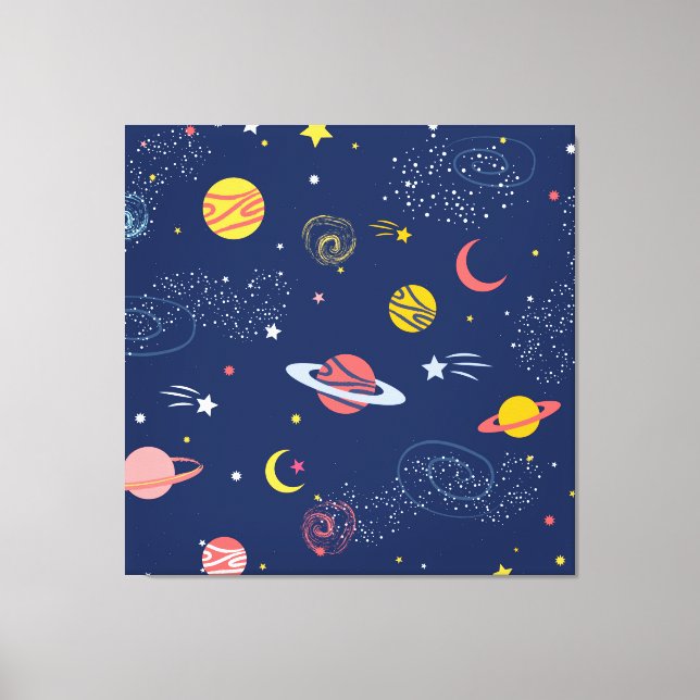 Snygg Hand plockade Galaxy Background Mönster Canvastryck (Framsida)