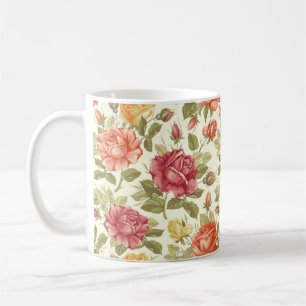 Snygg Hand plockade Red och Peach Ro Kaffemugg
