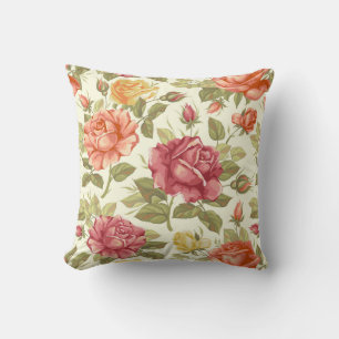 Snygg Hand plockade Red och Peach Ro Kudde