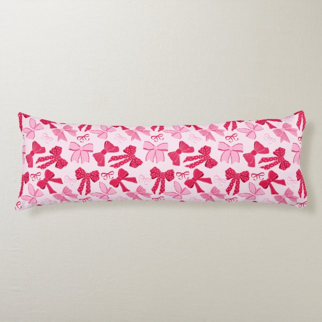 Snygg handritad coquette rosa röda slingor kroppskudde (Framsidan)