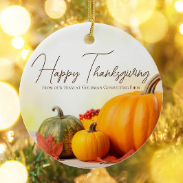 Snygg Happy thanksgiving Anpassade Pumpkin Julgransprydnad Keramik