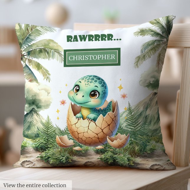 Snygg Hatching Soon Baby Dinosaur-Personligen Kudde (Lovely Hatching Soon Baby Dinosaur Personalized Throw Pillow)
