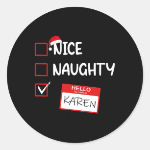Snygg Hej Mitt Namn är Karen Santa Julafton Lis Runt Klistermärke