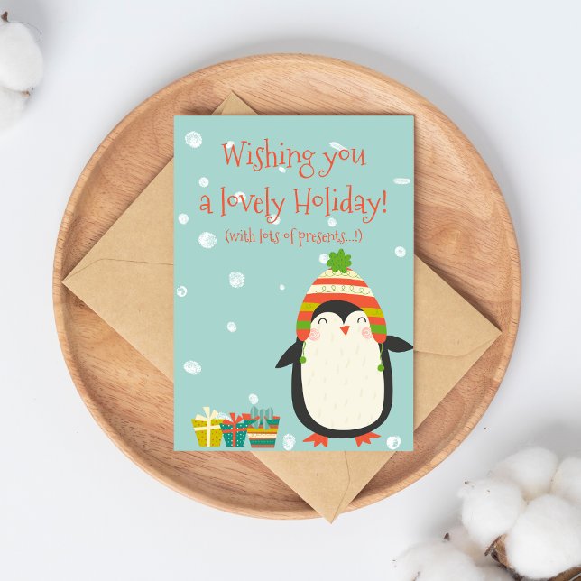 Snygg Helgdag! Cute Penguin | Ljuskjul Vykort (Skapare uppladdad)