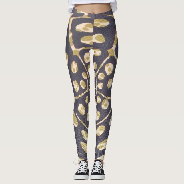 Snygg hemmadesign i helg blå mönster leggings (Framsida)