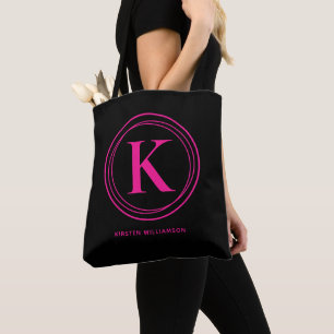 Snygg het rosa monogramnamn svart tygkasse