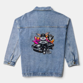 Snygg Hip Hop Kanin Grafisk Denim Jacka