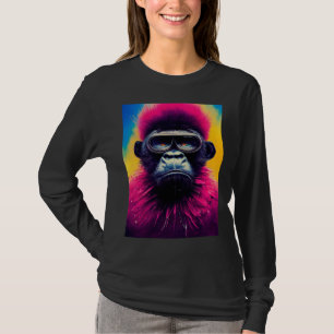 Snygg hipster färgrik gorilla illustration grafik t shirt