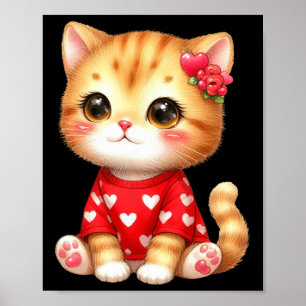 Snygg hjärtklapp av Valentine Katt med hjärta Poster