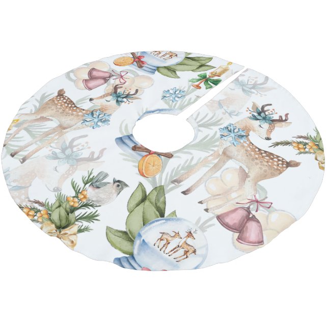 Snygg Hjort Vaterfärgjul jul Julgransmatta Borstad Polyester (Vinklad)