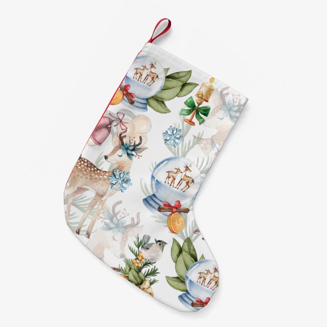 Snygg Hjort Vaterfärgjul jul Liten Julstrumpa (Framsidan (Hängande))