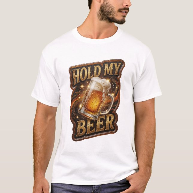 Snygg HOLD MY BEER Grafisk T-shirt (Framsida)