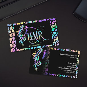 Snygg Holografisk Frisör typografi förlängning Visitkort