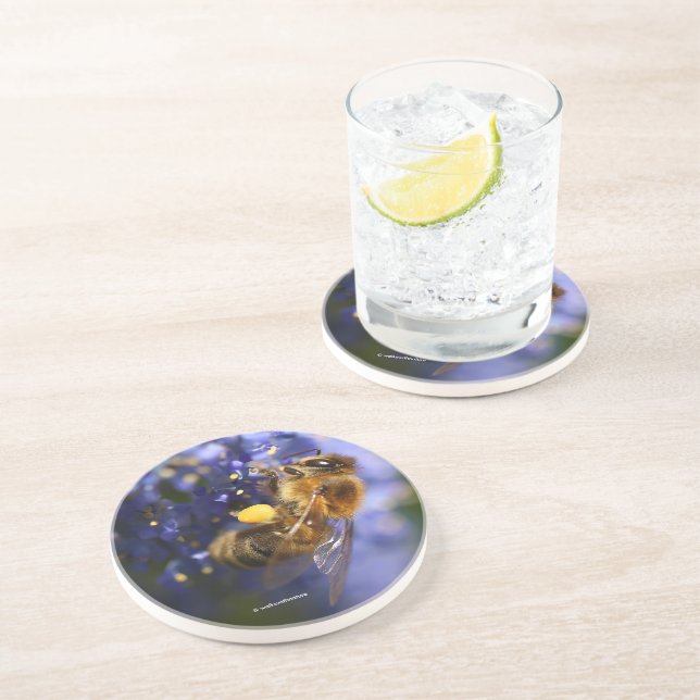 Snygg Honeybee på Kalifornien Lilac Underlägg (Sidan)