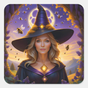 Snygg Honeybee Witch Fyrkantigt Klistermärke