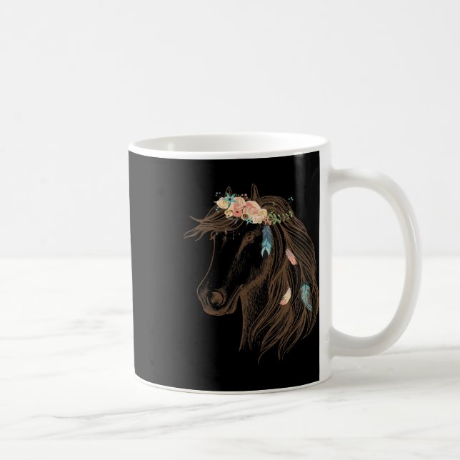 Snygg Horse Hand plockade Art för Djur älskare Kaffemugg (Höger)