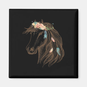 Snygg Horse Hand plockade Art för Djur älskare Magnet