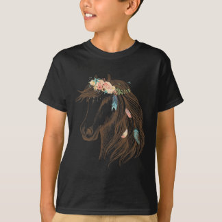 Snygg Horse Hand plockade Art för Djur älskare T Shirt