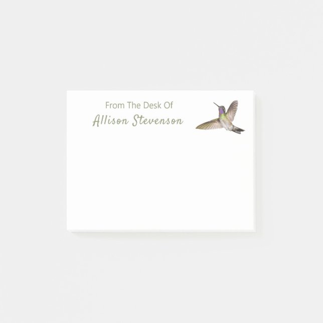 Snygg Hummingbird Monogrammed Post-it Block (Framsida)