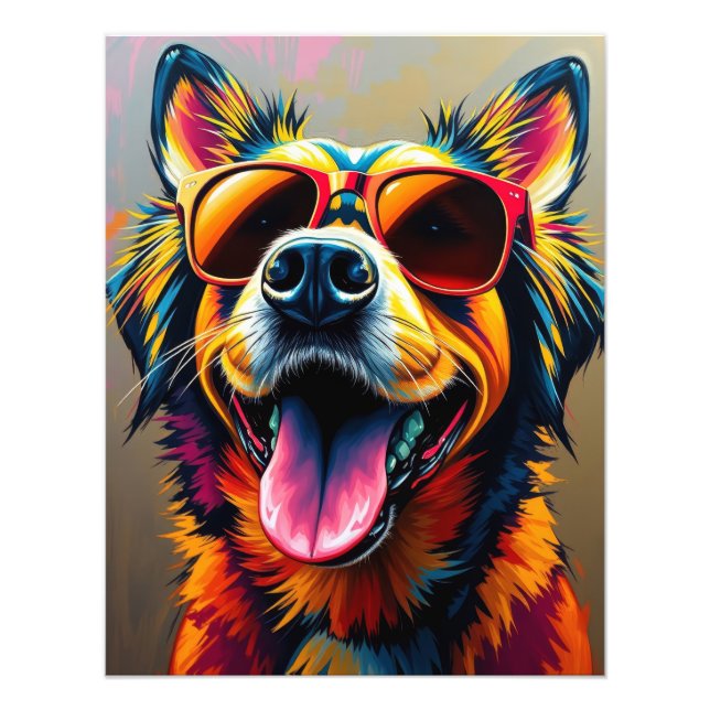 Snygg hund med solglasögon fototryck (Framsidan)